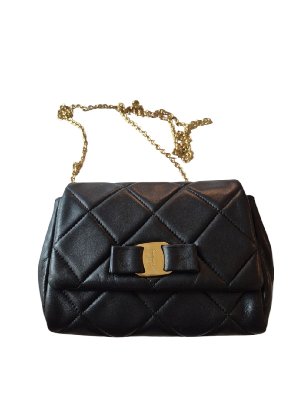Salvatore Ferragamo Black Quilted Leather Mini Miss Vara Bag
